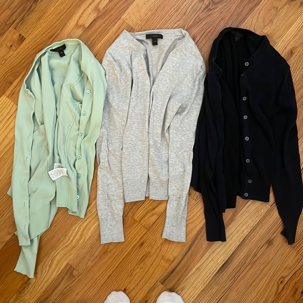 Set of 3 - J. Crew Jackie cardigans grey black mint green size XS